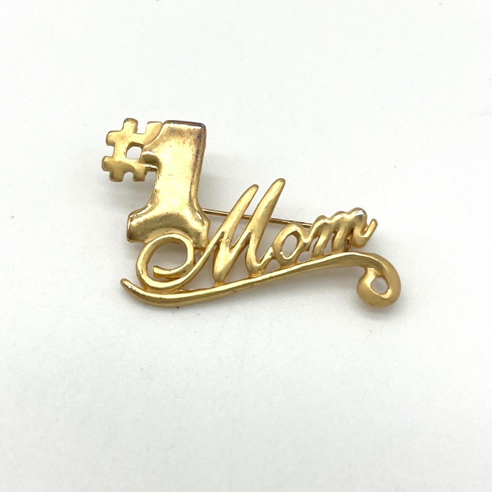 Number 1 Mom Brooch Gold Tone Lapel Pin Mothers Day Gift Present Jewelry‎